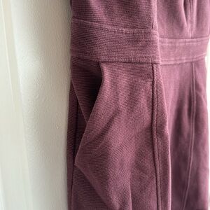 Ribbed Maroon Business Professional Dress w/ Pockets